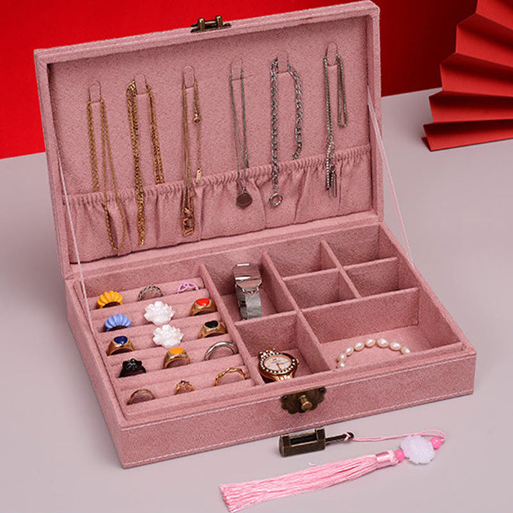 Buddha Stones Prosty Design Organizer na biżuterię Jednowarstwowy flanelowy organizer na biżuterię z zamkiem - image 29