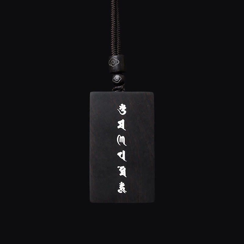 Buddha Stones 999 Srebro Sterlingowe Mały Liść Czerwony Sandałowiec Drewno Hebanowe Om Mani Padme Hum Intarsjowany Naszyjnik Ochronny Wisiorek - image 11