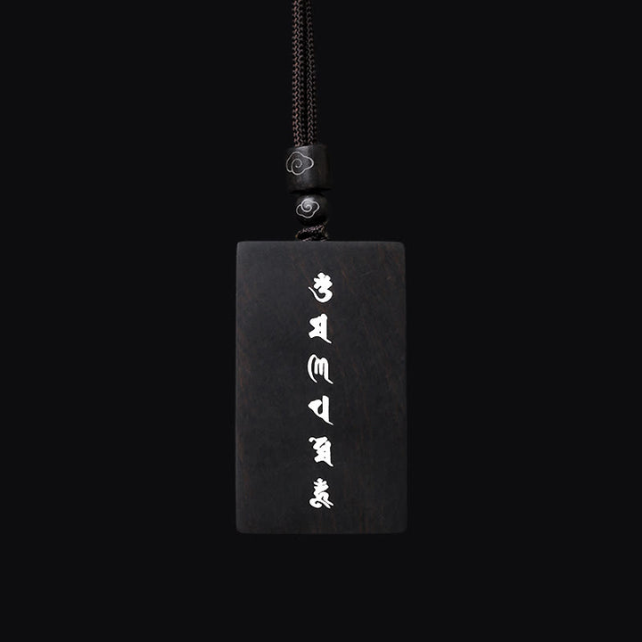 Buddha Stones 999 Srebro Sterlingowe Mały Liść Czerwony Sandałowiec Drewno Hebanowe Om Mani Padme Hum Intarsjowany Naszyjnik Ochronny Wisiorek - image 11