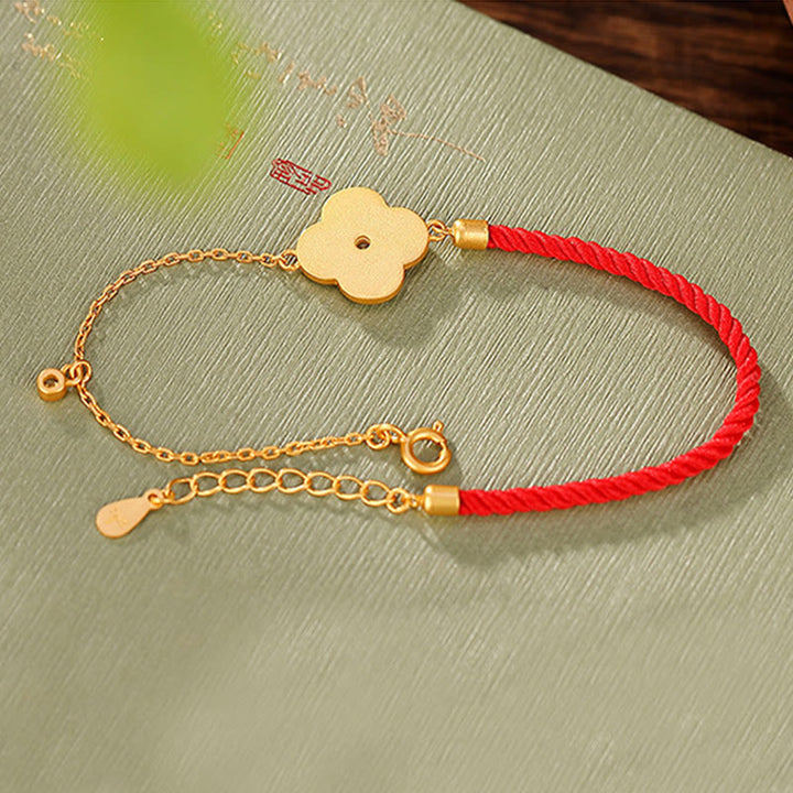 Bransoletka z Buddha Stones 925 Srebro próby 925 Pozłacane Czterolistna Koniczyna Cyrkon Szczęścia