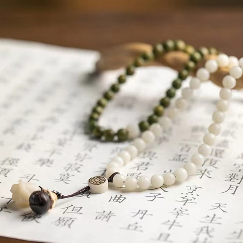 Bransoletka kojąca Buddha Stones Natural Green Sandalwood Bodhi Seed