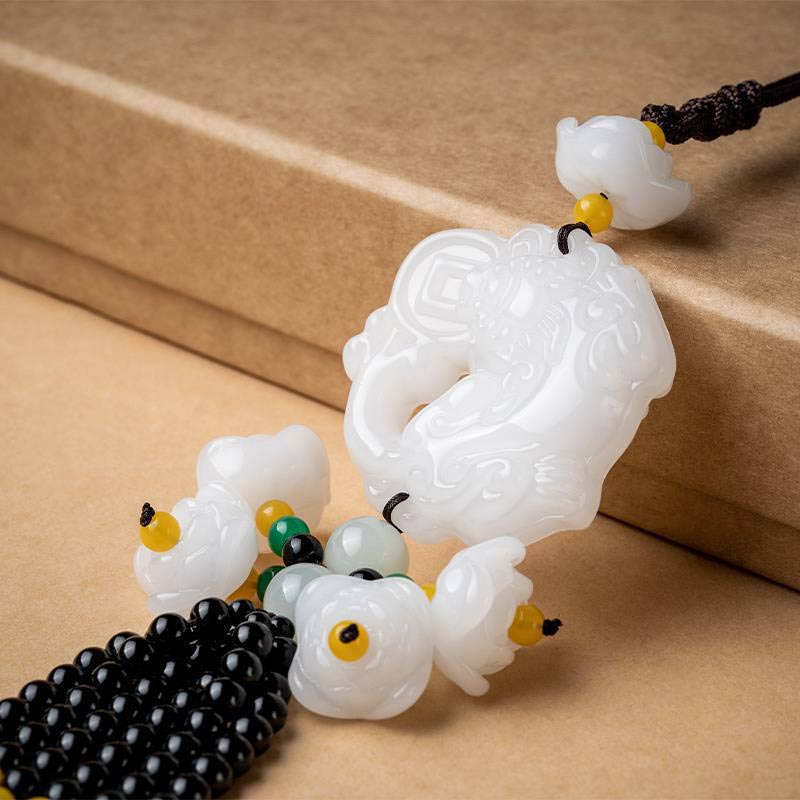 Buddha Stones FengShui Jade PiXiu Błogosławieństwo Samochód Wisiorek Dekoracja