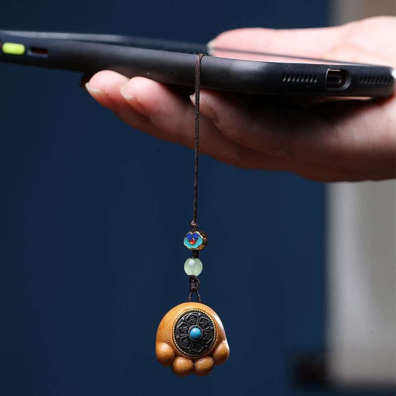 Buddha Stones Sandałowe Małe Liście Czerwone Drzewo Sandałowe Zielone Drzewo Sandałowe Szczęśliwy Kot Łapa Pazur Om Mani Padme Hum Ochrona Telefon Wiszący Dekoracja - image 10