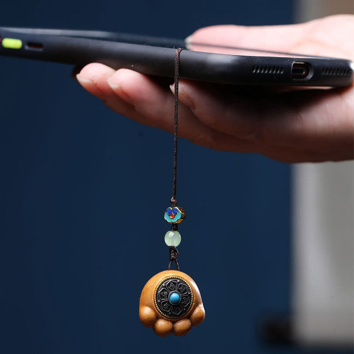 Buddha Stones Sandałowe Małe Liście Czerwone Drzewo Sandałowe Zielone Drzewo Sandałowe Szczęśliwy Kot Łapa Pazur Om Mani Padme Hum Ochrona Telefon Wiszący Dekoracja - image 10