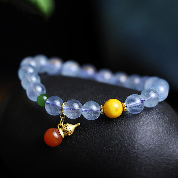 Bransoletka z akwamarynowo-czerwonym agatem Peace Gourd Charm