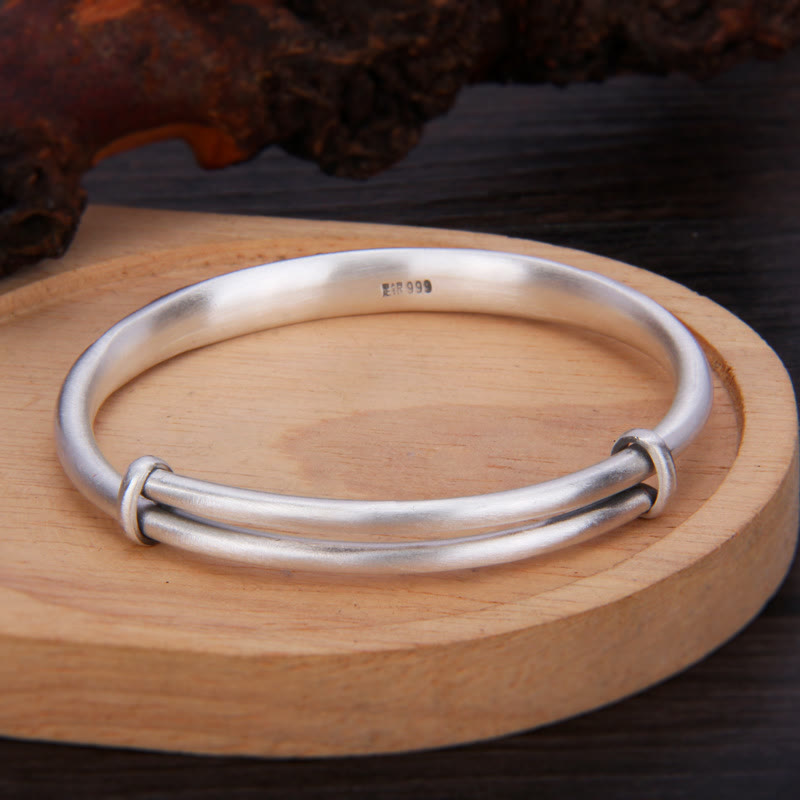 Buddha Stones 999 Srebro Sterling Ryba Koi Lotos Bogactwo Szczęście Bransoletka Bangle