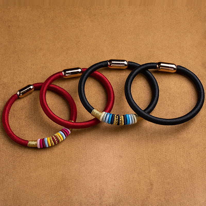 Buddha Stones Tybetańskie Ręcznie Robione King Kong Węzeł Ochrona Magnetyczna Zapięcie Bransoletka Pleciona