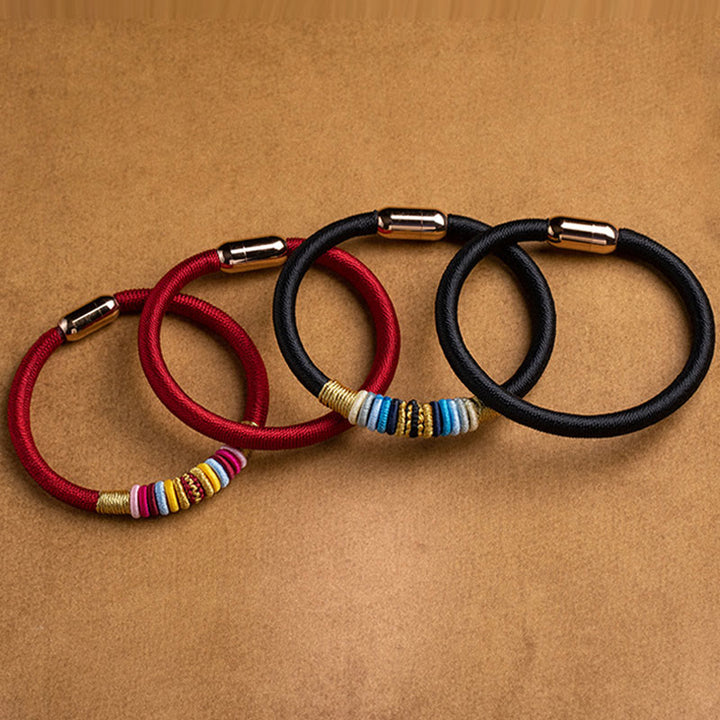 Buddha Stones Tybetańskie Ręcznie Robione King Kong Węzeł Ochrona Magnetyczna Zapięcie Bransoletka Pleciona