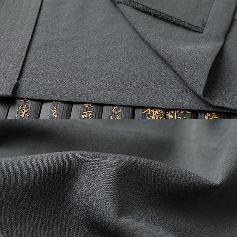 Buddha Stones Tang Suit Hanfu Chiński Smok Tradycyjny Kung Fu Jednolity Krótki Rękaw Topy i Spodnie Odzież Męska Zestaw - image 11