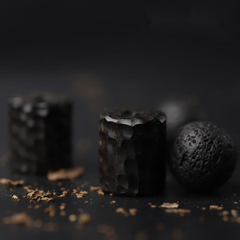 Buddha Stones, kamień lawowy, drewno hebanowe, bransoletka lecznicza z tygrysim okiem