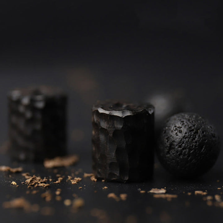 Buddha Stones, kamień lawowy, drewno hebanowe, bransoletka lecznicza z tygrysim okiem