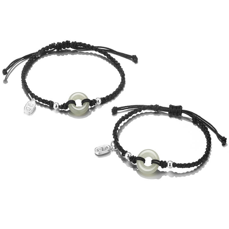 Buddha Stones 2 szt. Zielony awenturyn biały jadeit klamra pokoju szczęście pleciona bransoletka dla par