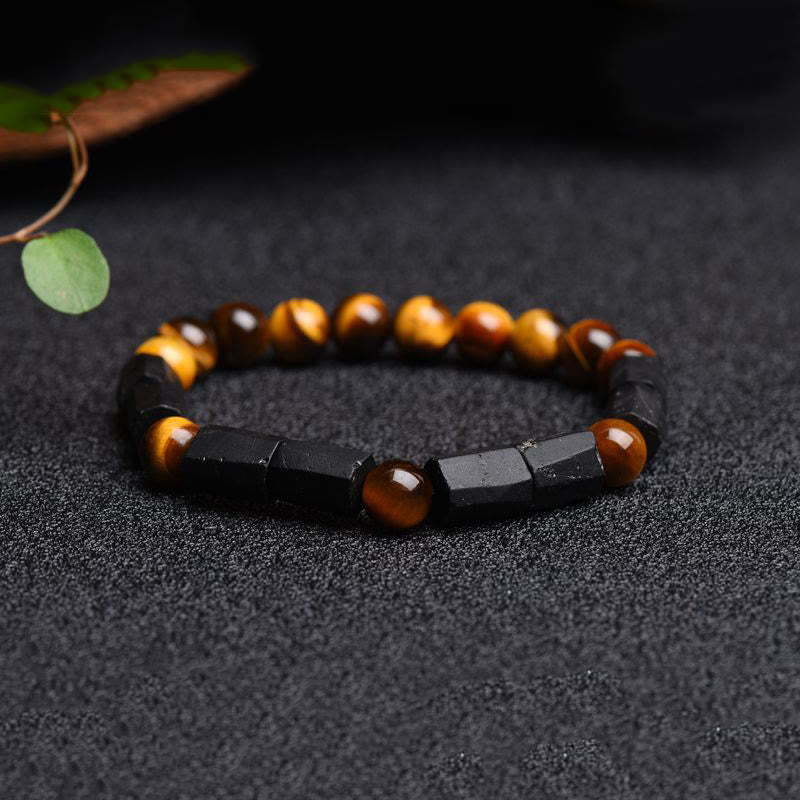Bransoletka Buddha Stones Natural Black Tourmaline Tiger Eye Positive