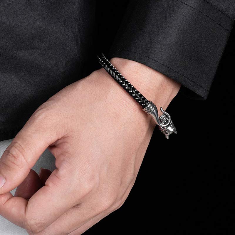 Bransoletka ochronna ze stali tytanowej z Buddha Stones