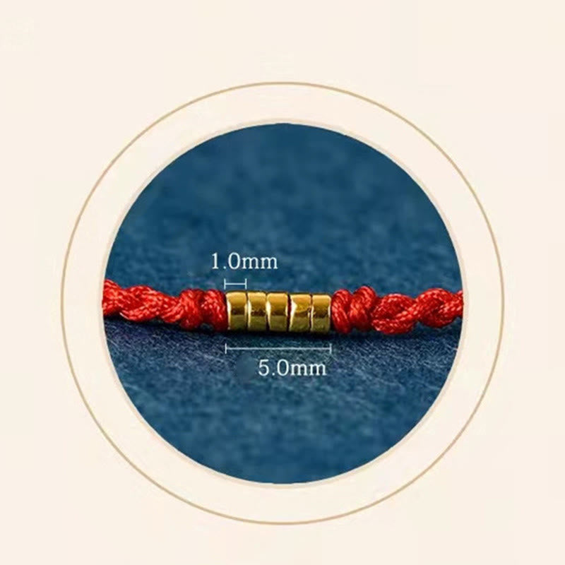 Bransoletka Buddha Stones 925 Srebro Sterlingowe Szczęśliwe Złote Koraliki Pleciony Sznurek Anklet