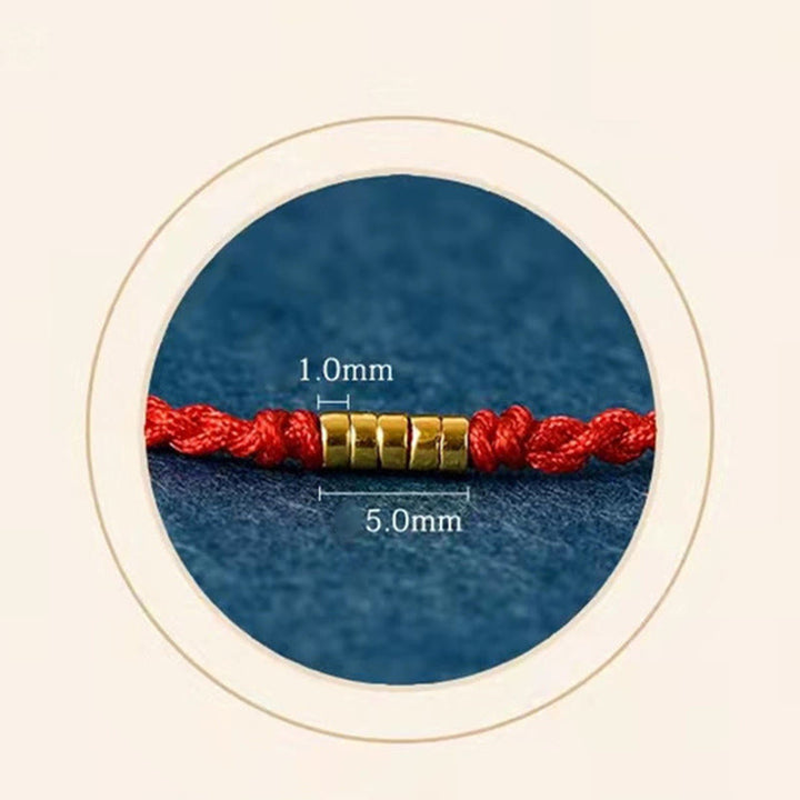 Bransoletka Buddha Stones 925 Srebro Sterlingowe Szczęśliwe Złote Koraliki Pleciony Sznurek Anklet