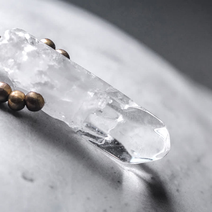 Bransoletka dla pary z czarnego kwarcu rutylowego, drewna hebanowego i białego kryształu