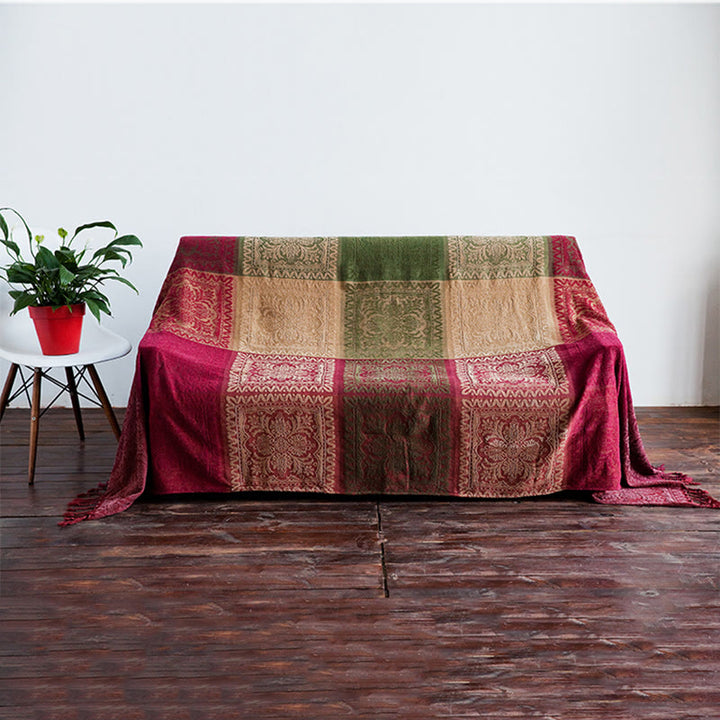 Buddha Stones Tybetański Wielokolorowy Kwiatowy Wzór Farbowany Ręcznie Koc