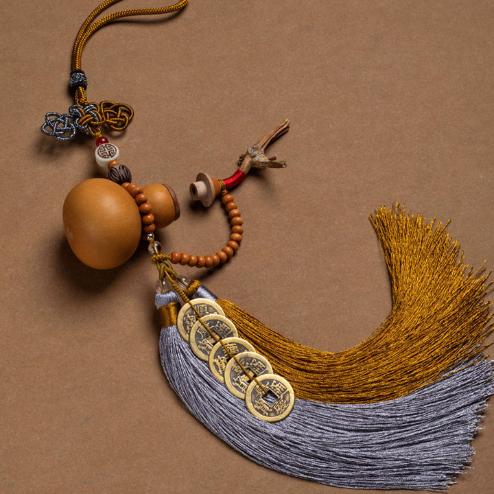 Buddha Stones Feng Shui Monety Tykwa Chiński Węzeł Szczęśliwe Monety Pięć Cesarskich Pieniędzy Bogactwo Frędzle Dekoracja