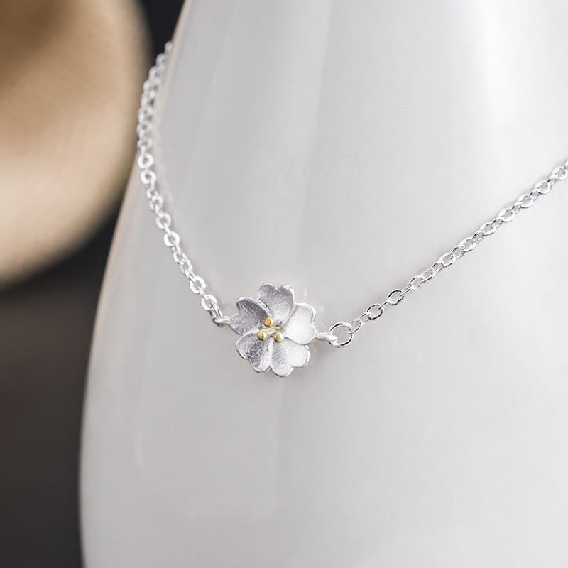 Bransoletka z łańcuszkiem z Buddha Stones 925 ze srebra próby 925 z motywem kwiatu wiśni