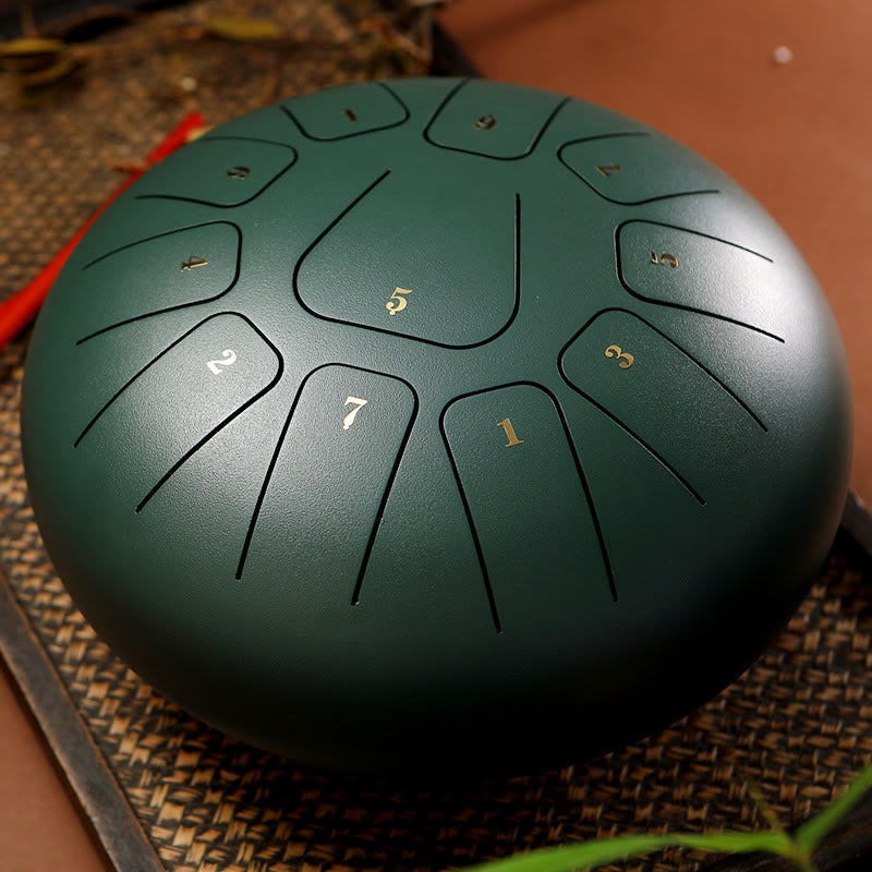 Buddha Stones stalowy językowy Dźwięk uzdrawiający uważność medytacja joga zestaw perkusyjny 11 nut 8 cali - Ciemnozielony - image 10