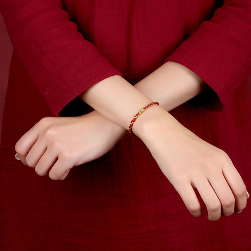 Buddha Stones Ręcznie robione Chińskie Zodiak Królik Kogut Szczur Koń Smok Ochrona Warkocz Bransoletka ze Sznurka