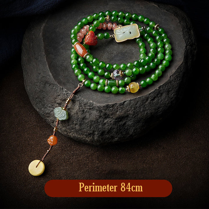 Buddha Stones 108 Mala Beads Cyan Jade Red Agat Bransoletka Szczęścia Śmiejącego Się Buddy