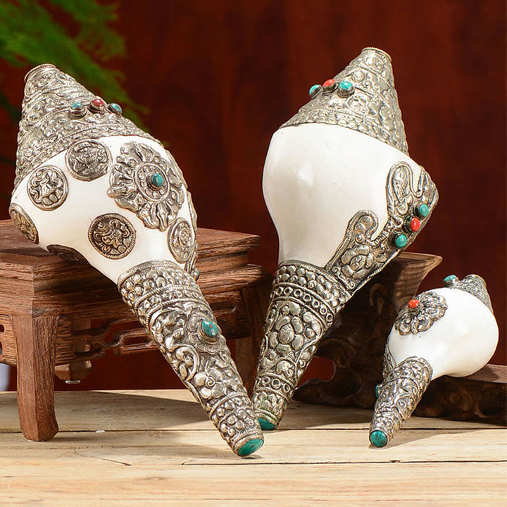 Tybetańska naturalna muszla Shankha Conch Shell Seashell Wealth szczęśliwa dekoracja domu