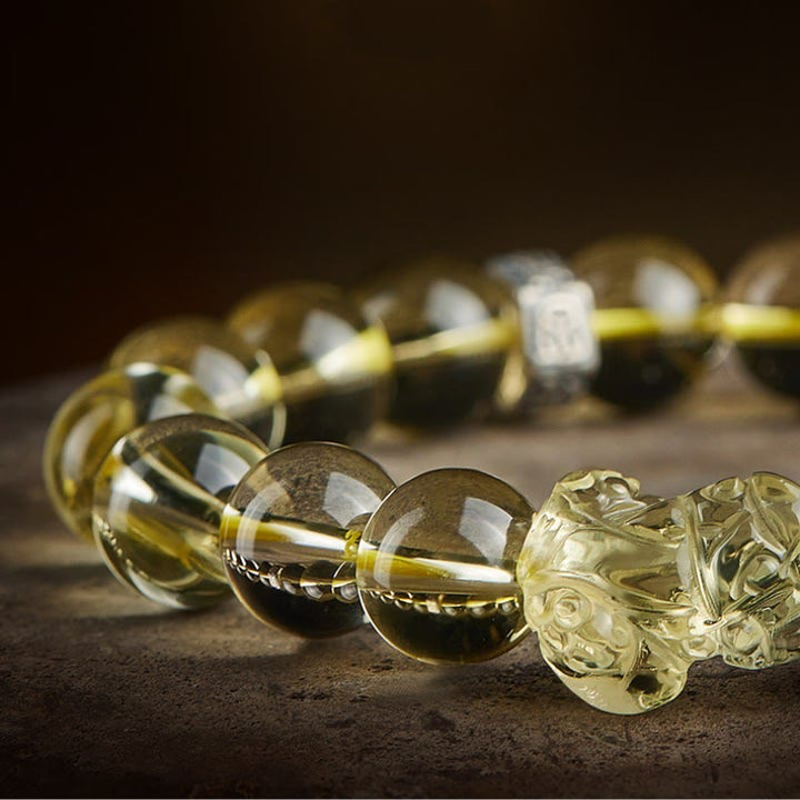 Bransoletka ochronna Buddha Stones Natural Citrine Double PiXiu Tiger Eye Prosperity