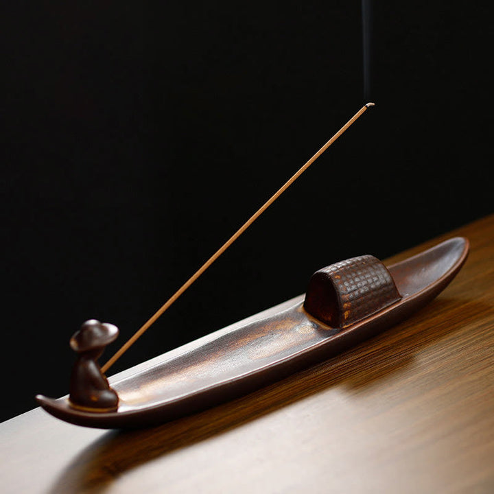 Buddha Stones Samotny Rybak Na Wodzie Ceramiczny Uzdrawiający Kadzielnica Kadzielna