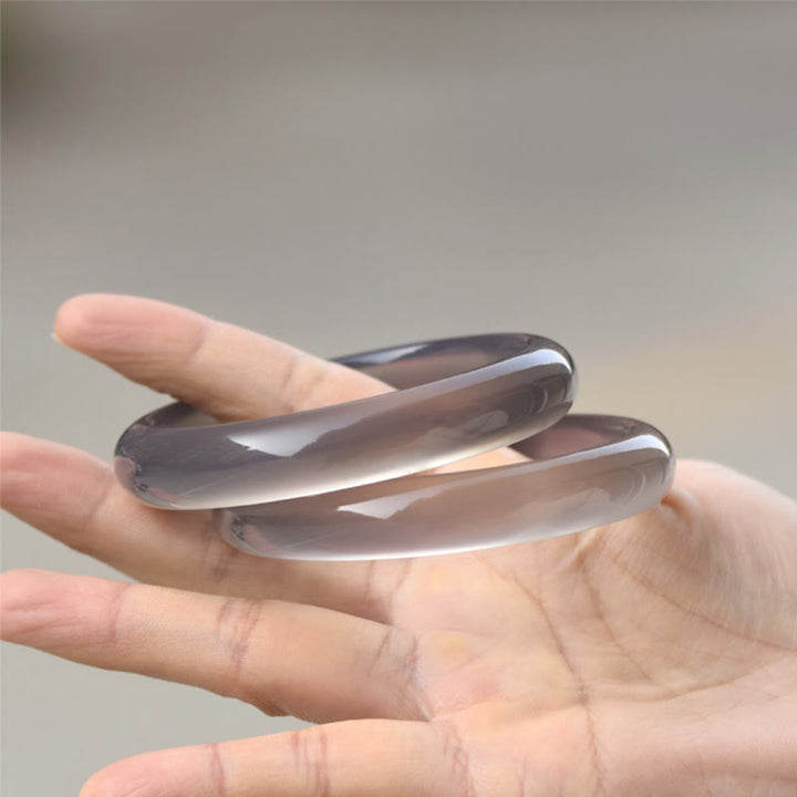 Bransoletka Buddha Stones Naturalny Szary Chalcedon Harmonia Bangle