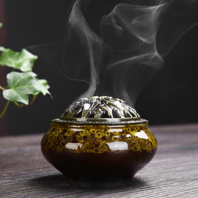 Buddha Stones Kwiat Wzór Ceramiczny Błogosławieństwo Medytacja Kadzielnica Dekoracja