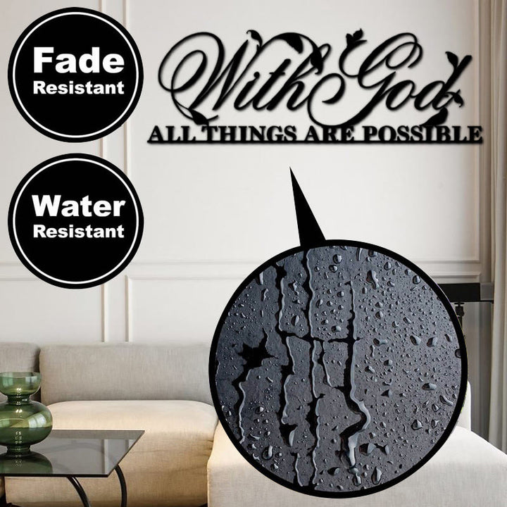 Z Bogiem wszystko jest możliwe metalowy znak ścienny