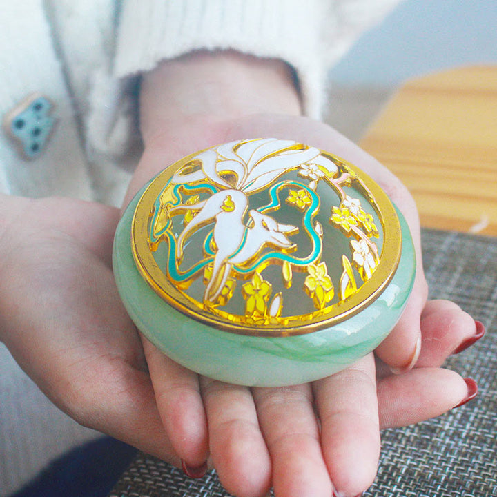 Buddha Stones Dziewięcioogoniasty Lis Liuli Kryształ Uzdrawiający Medytacja Kadzidło Palnik