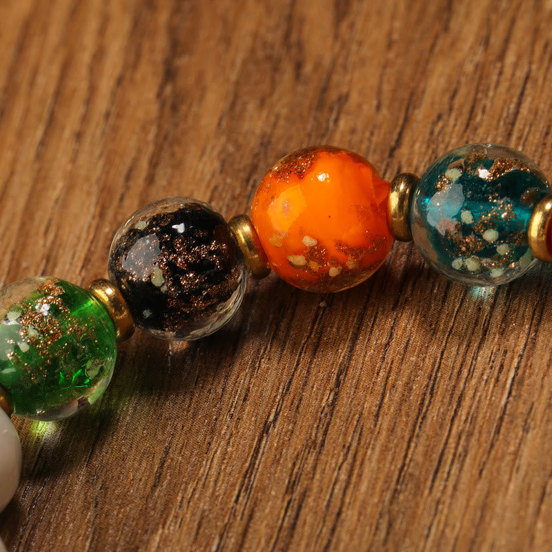 Buddha Stones Tybetańskie Kadzidło Popiół Porcelana Świecące Fluorescencyjne Liuli Szklane Koraliki Tykwa Miedziana Moneta Urok Bransoletka Pokoju