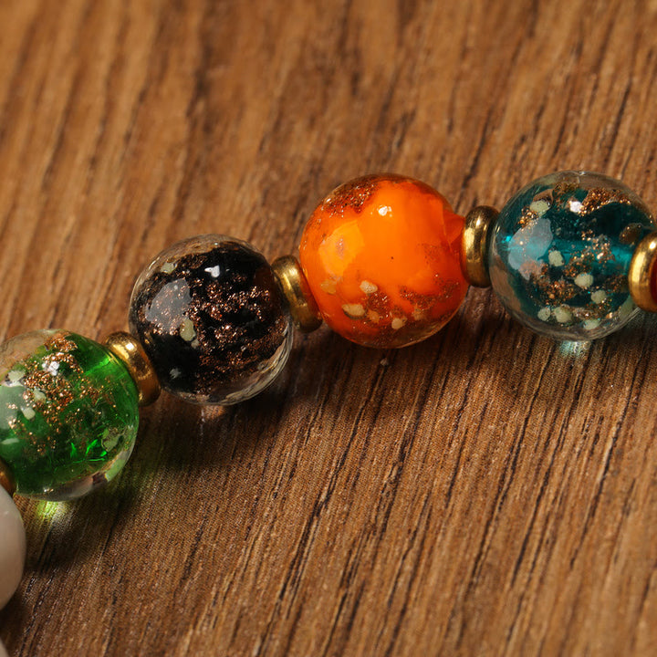 Buddha Stones Tybetańskie Kadzidło Popiół Porcelana Świecące Fluorescencyjne Liuli Szklane Koraliki Tykwa Miedziana Moneta Urok Bransoletka Pokoju