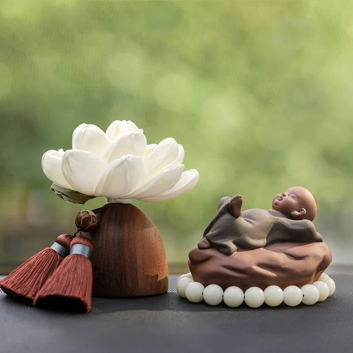 Czarny brzoskwiniowy kwiat Buddy uspokajające dekoracje