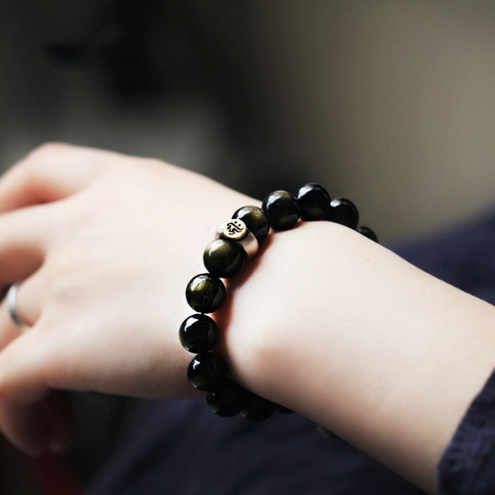 Buddha Stones Chiński Zodiak Natal Budda Obsydian Oczyszczająca Bransoletka