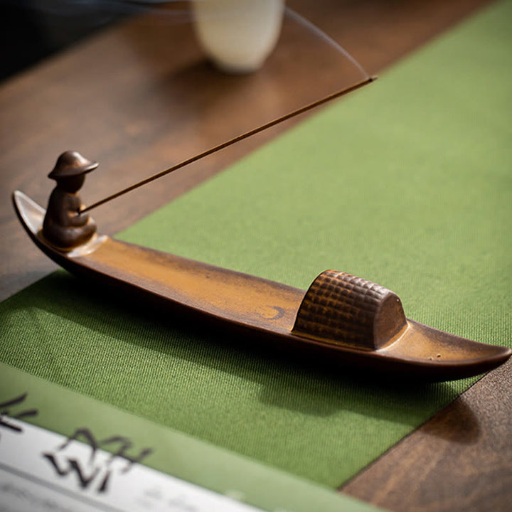 Buddha Stones Samotny Rybak Na Wodzie Ceramiczny Uzdrawiający Kadzielnica Kadzielna