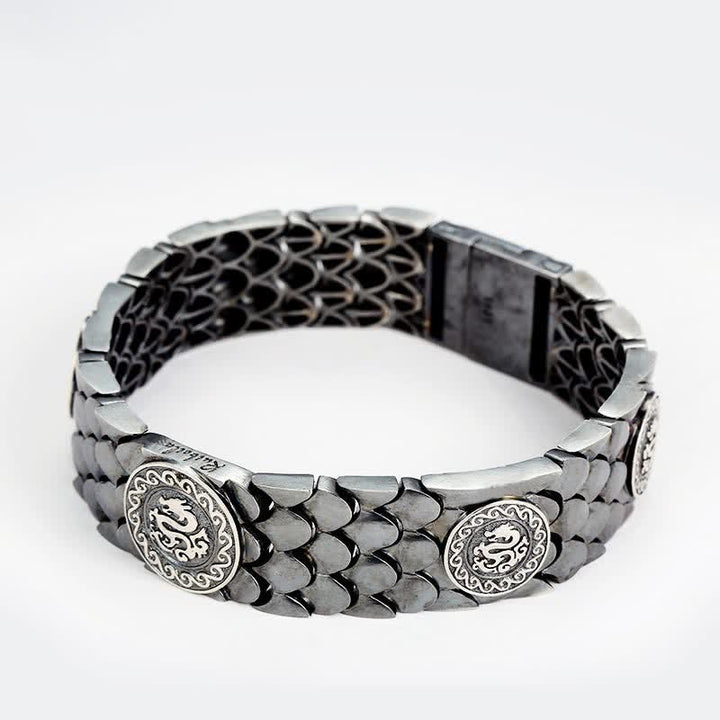 Buddha Stones 925 Srebro Sterling Wagi Smoka Szczęście Sukces Bransoletka Bangle