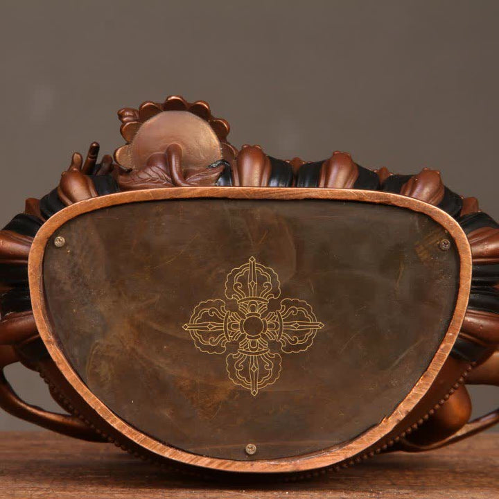 Żółta figurka Bodhisattwy Jambhala Współczucie Miedziana statua Dekoracja domowego biura