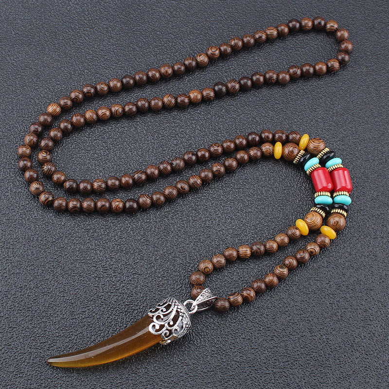 Wisiorek z kamienia wenge wood turquoise horn protection meditation style
