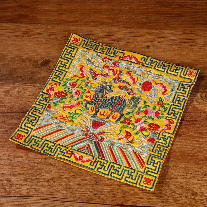 Buddha Stones Feniks Smok Kirin Haftowana Podkładka Pod Kubek Pod Kubek Pod Herbatę Kwadratowa Mata Pod Herbatę Kung Fu