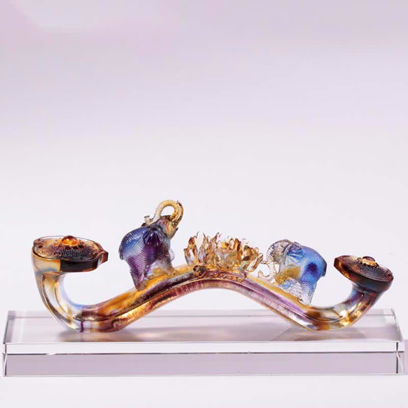 Ręcznie robiony kryształowy słoń Liuli Ruyi, dekoracja domu z kryształową podstawą