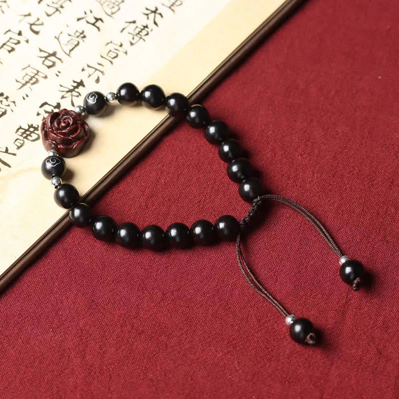 Bransoletka uspokajająca z małych liści i czerwonego drzewa sandałowego z Buddha Stones - image 2