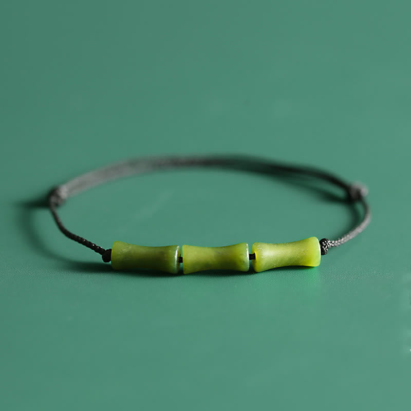 Bransoletka Buddha Stones Green Bamboo Jade Pattern Luck Abundance