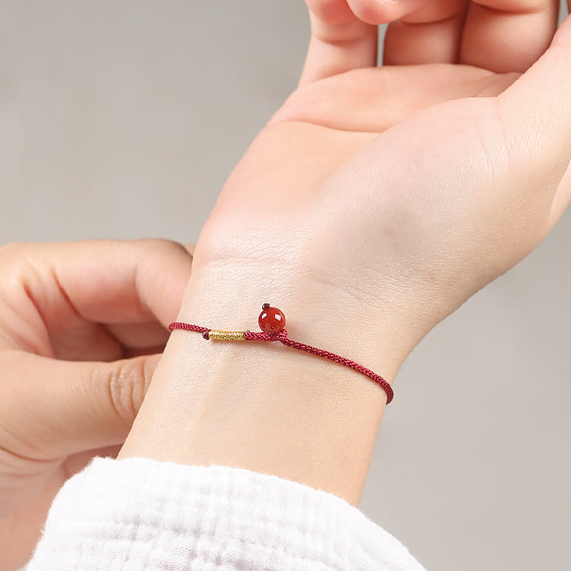 Bransoletka z naturalnego czerwonego agatu Cinnabar Red z Buddha Stones