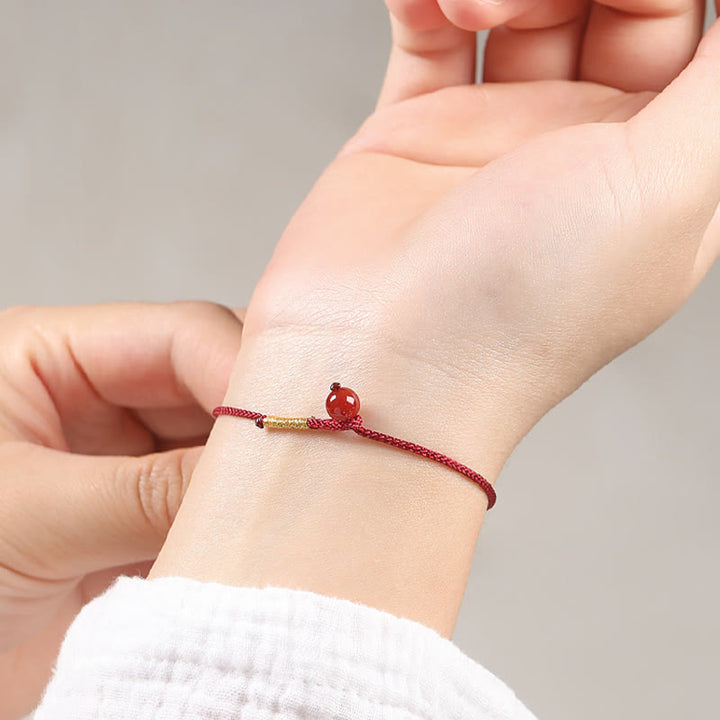 Bransoletka z naturalnego czerwonego agatu Cinnabar Red z Buddha Stones