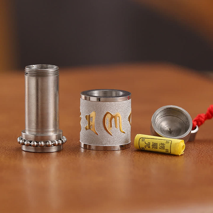 Buddha Stones Tybet Om Mani Padme Hum Shurangama Mantra Tytanowa stal Mądrość Amulet Naszyjnik Wisiorek - image 13