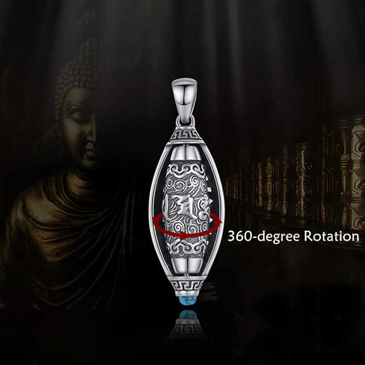 Buddha Stones Tybet Om Mani Padme Hum Ochronny Naszyjnik Obrotowy Wisiorek - image 2